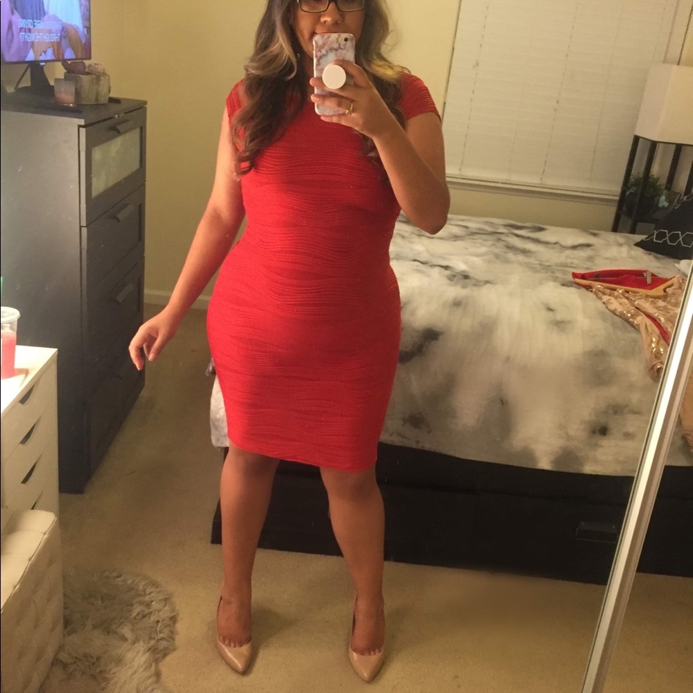 Red midi dress